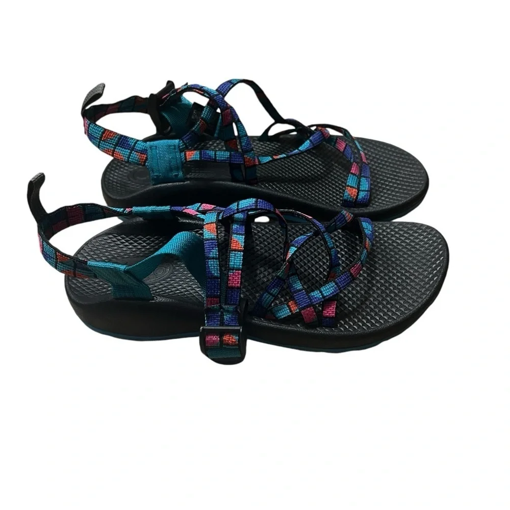 CHACO ZX1 Ecotread Performance Sandals in Blue / Pink / Black Size 6 (Big Kids)